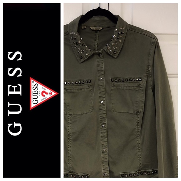 Guess Tops - GUESS MILITARY JACKET TOP METAL DETAIL